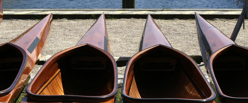 Struer and Nelo Mahogany Kayaks lined up